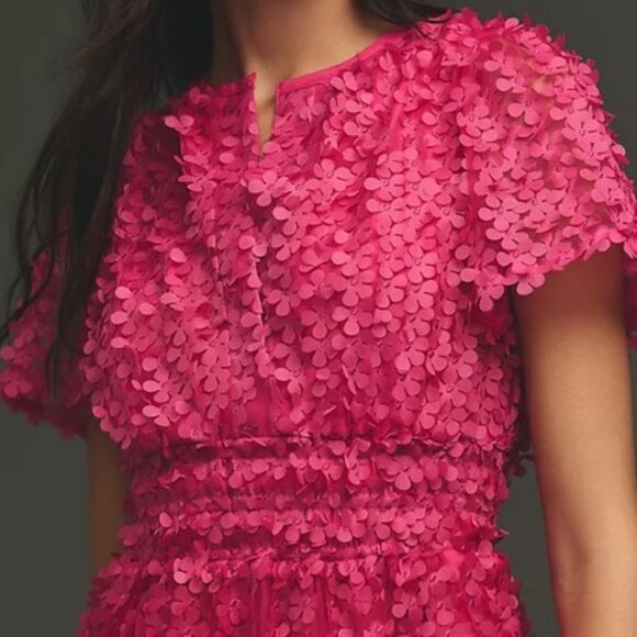 Anthropologie The Somerset Mini Dress: Floral Appliqué Edition in Pink - Picture 3 of 11